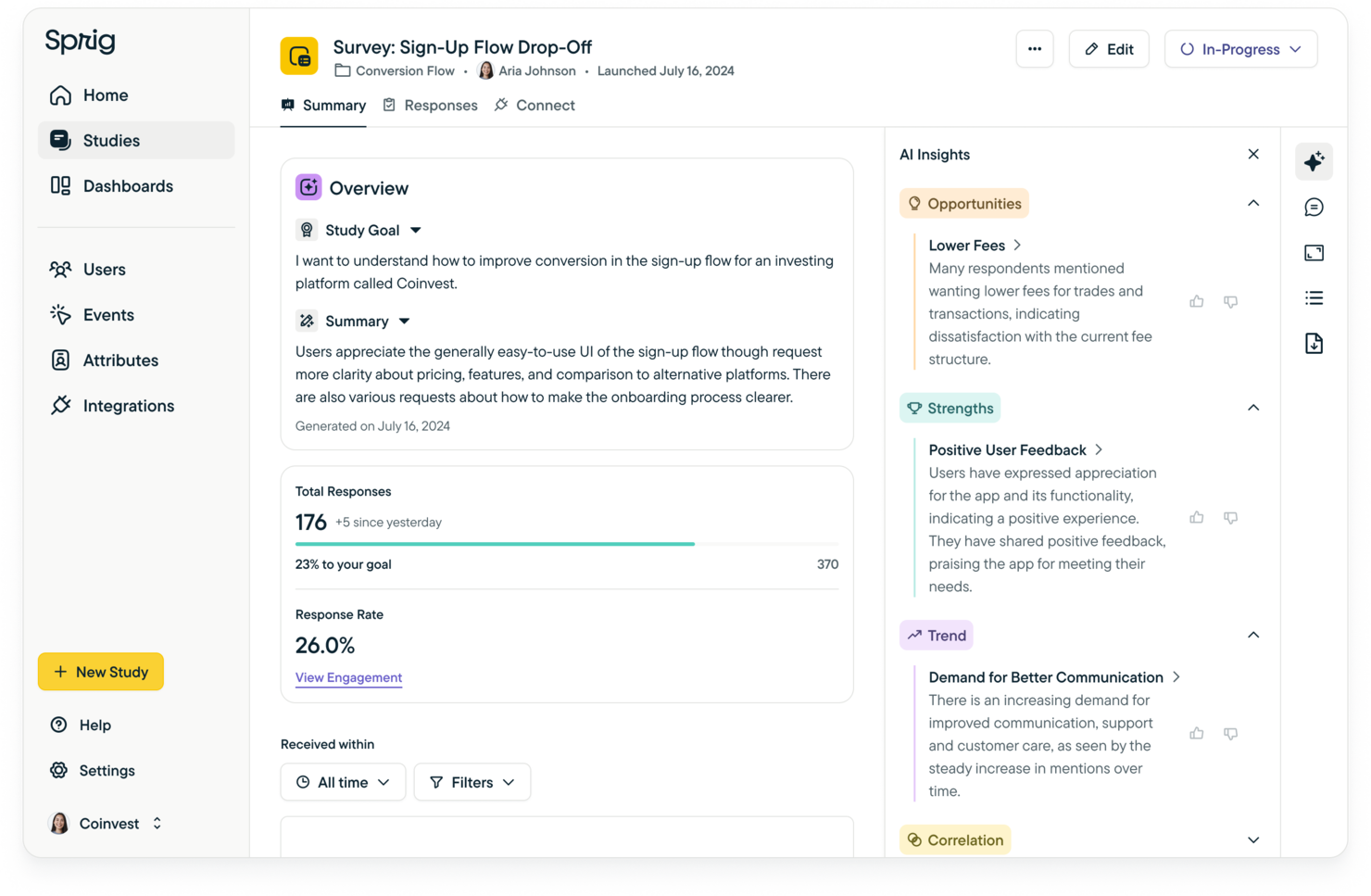 Sprig screenshot - 23 Meilleurs Outils de Gestion des Retours pour 2026