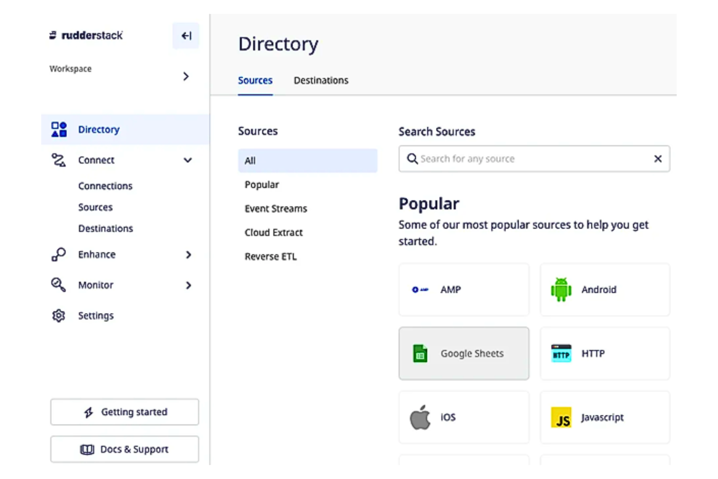Rudderstack screenshot - 19 meilleures plateformes de données clients de 2026