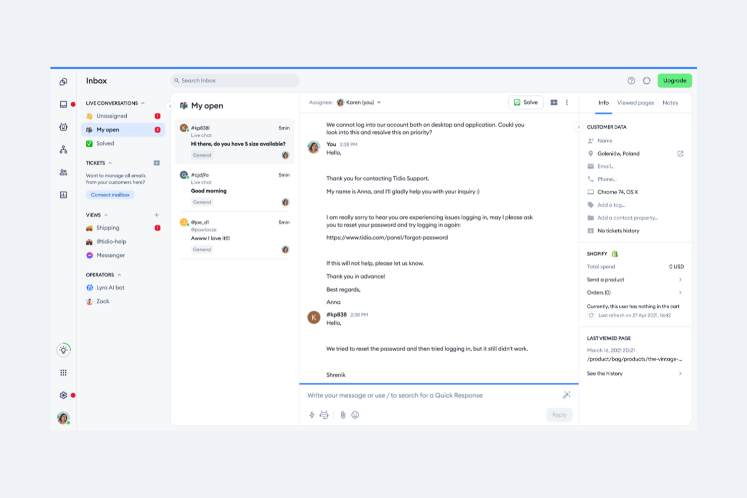 Tidio screenshot - 18 meilleurs logiciels de gestion des communications clients pour 2026