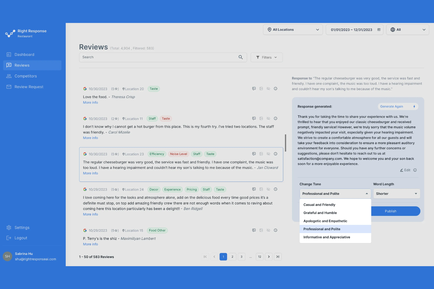 RightResponse AI screenshot - 9 meilleures alternatives à Birdeye sélectionnées pour 2026 avec fonctionnalités et usages principaux