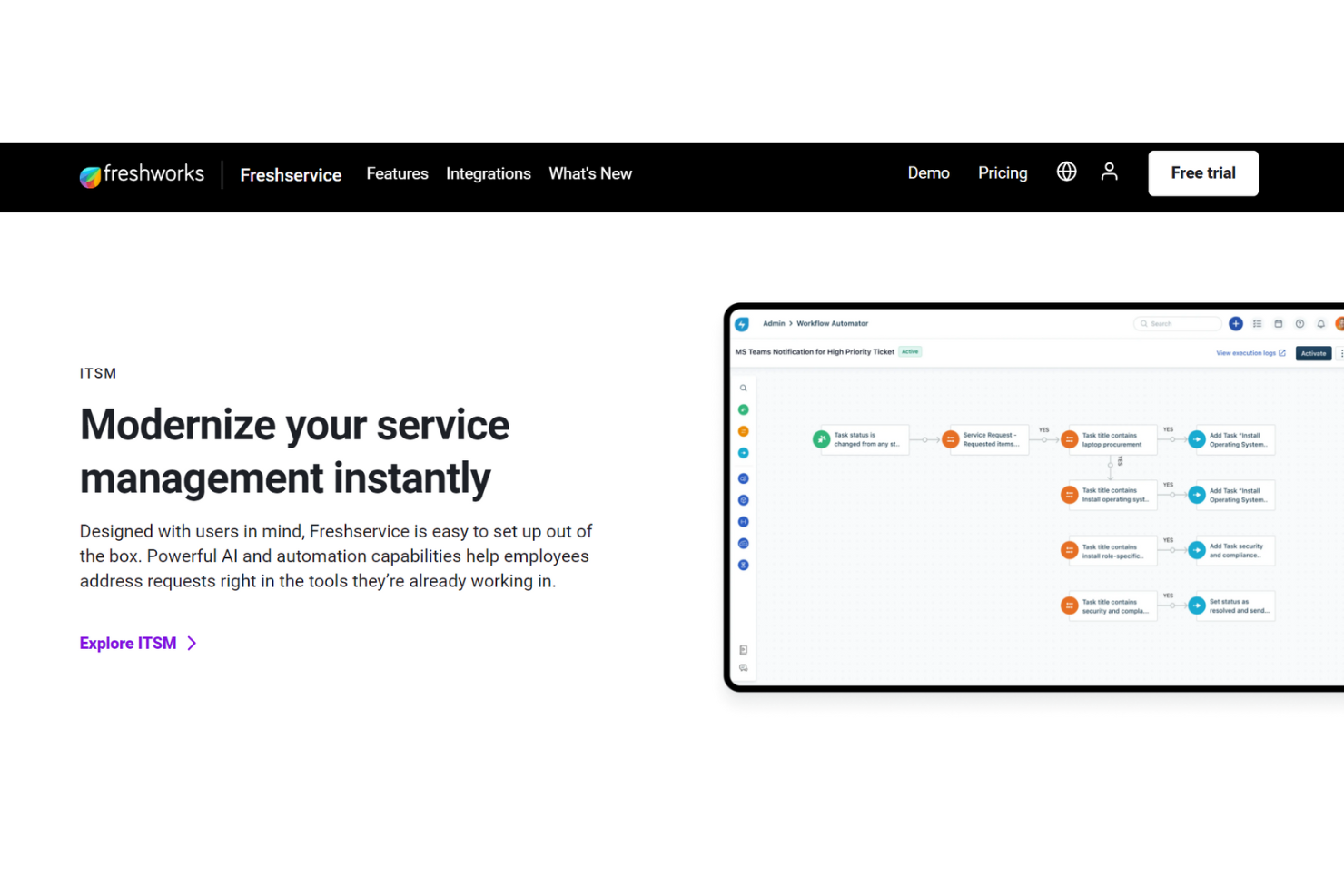 Freshservice screenshot - 21 Meilleurs Logiciels de Help Desk Interne de 2026