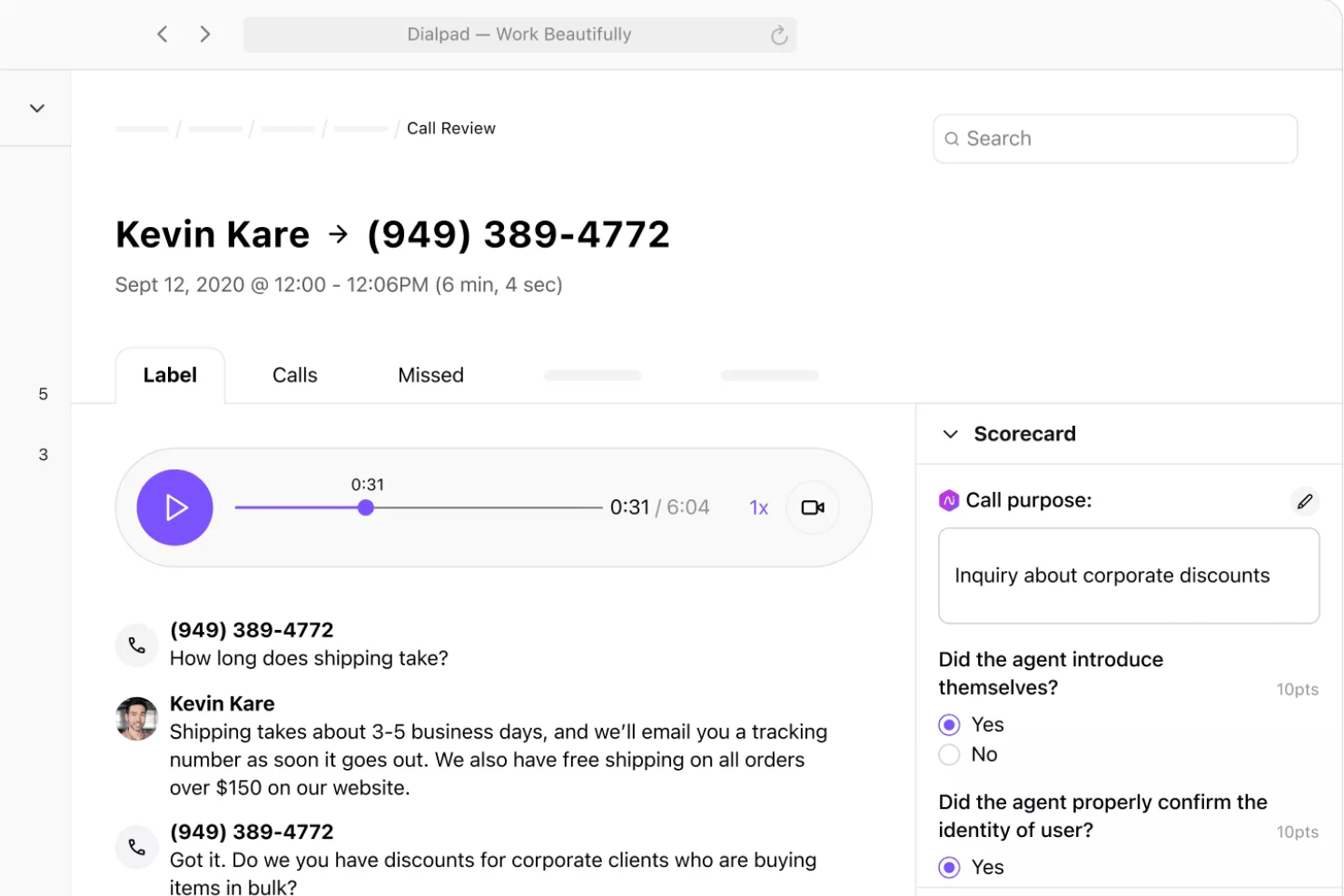 Dialpad screenshot - 20 Beste Enterprise Callcenter-Software Im Jahr 2026