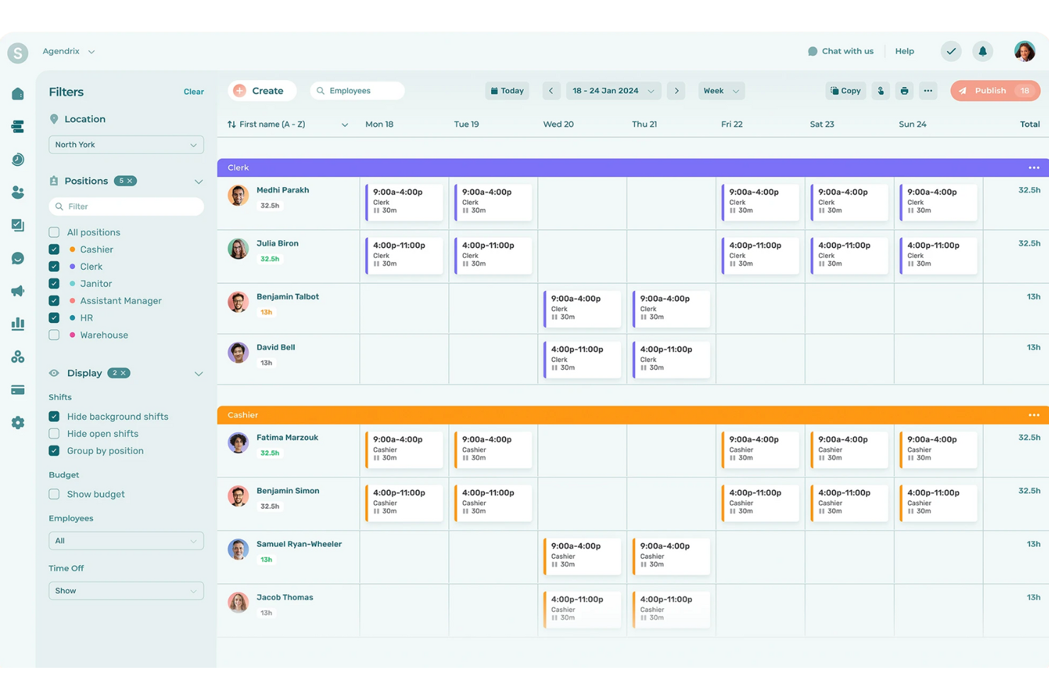 Agendrix screenshot - 22 Meilleurs Logiciels de Gestion du Personnel pour Centres d’Appels de 2026