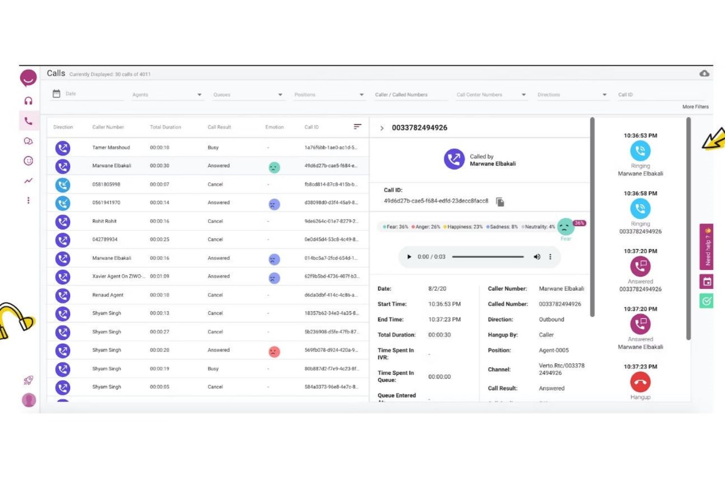 ZIWO screenshot - 22 Meilleurs Logiciels de Gestion du Personnel pour Centres d’Appels de 2026