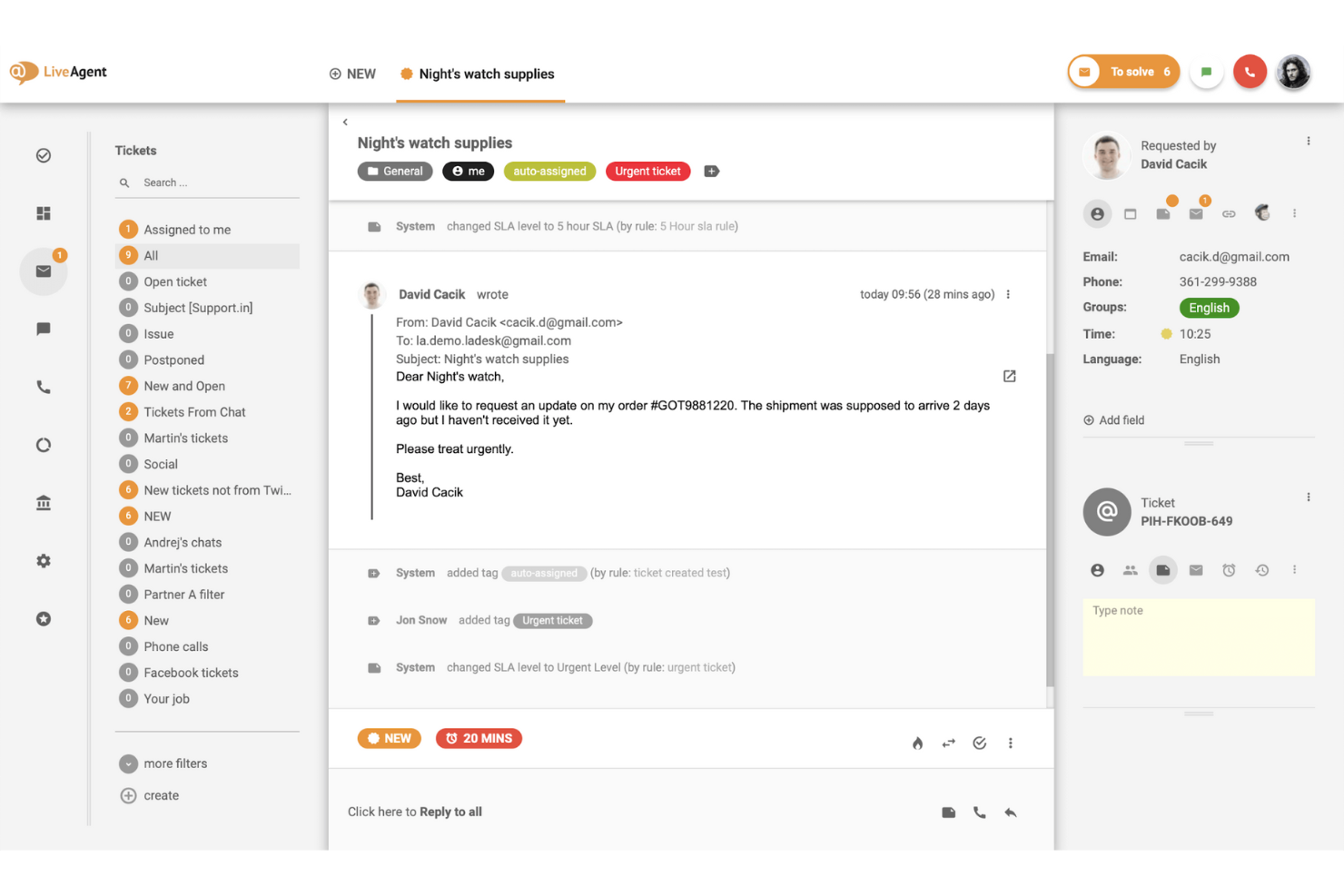 LiveAgent screenshot - 20 Meilleurs Logiciels de Centre d’Appels Passés en Revue pour 2026