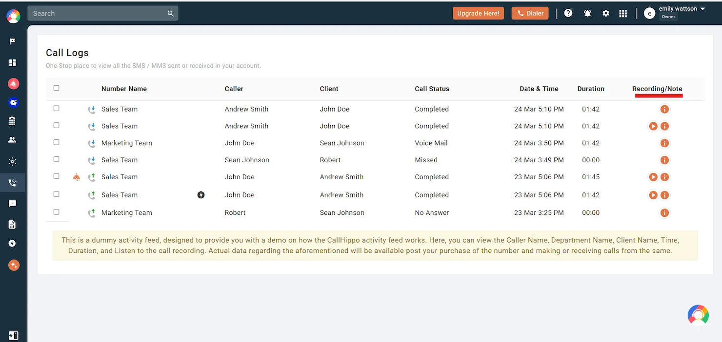 CallHippo screenshot - 20 Meilleurs Logiciels de Centre d’Appels Passés en Revue pour 2026