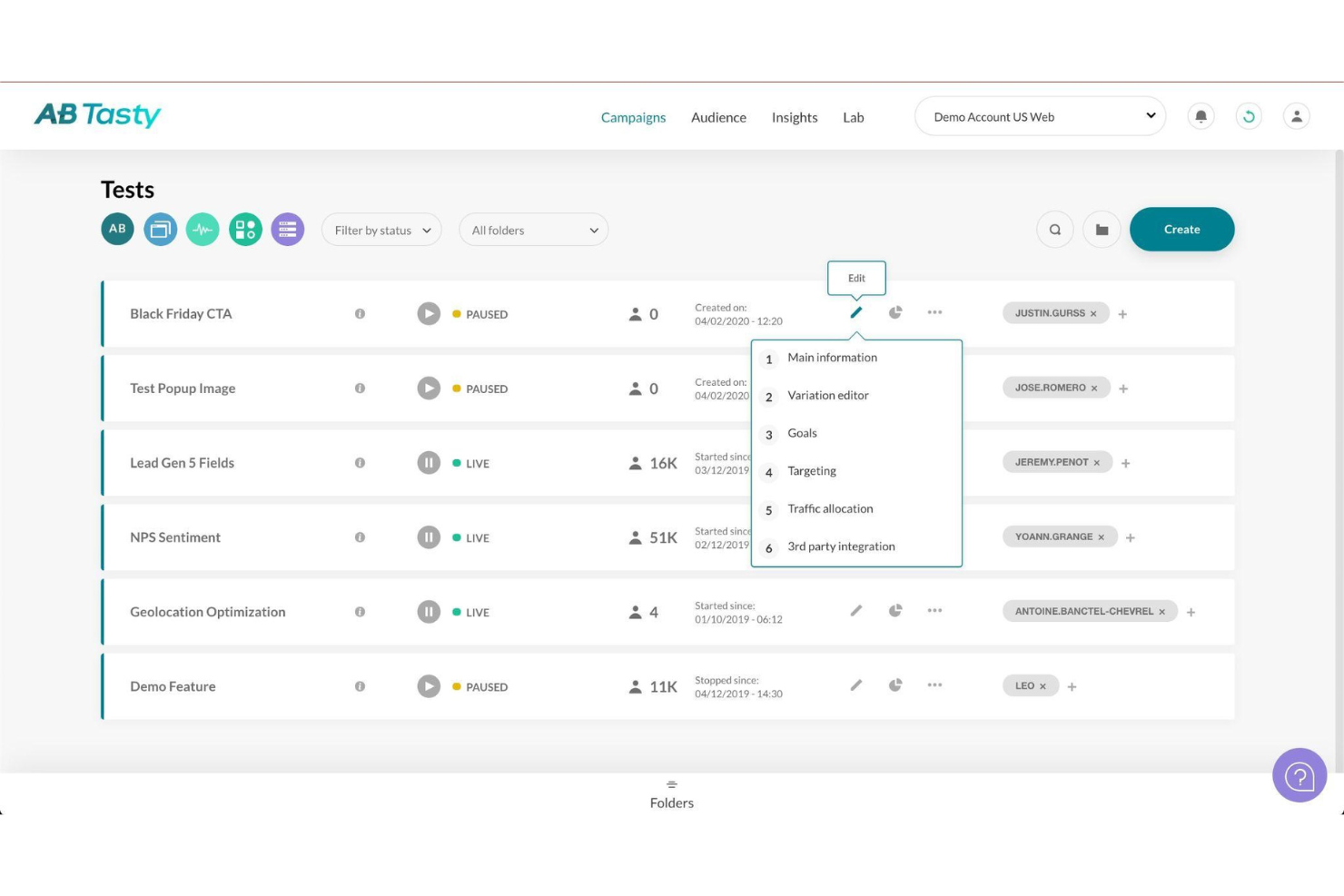 AB Tasty screenshot - 13 beste A/B-Test-Tools 2026 für datengesteuerte Experimente