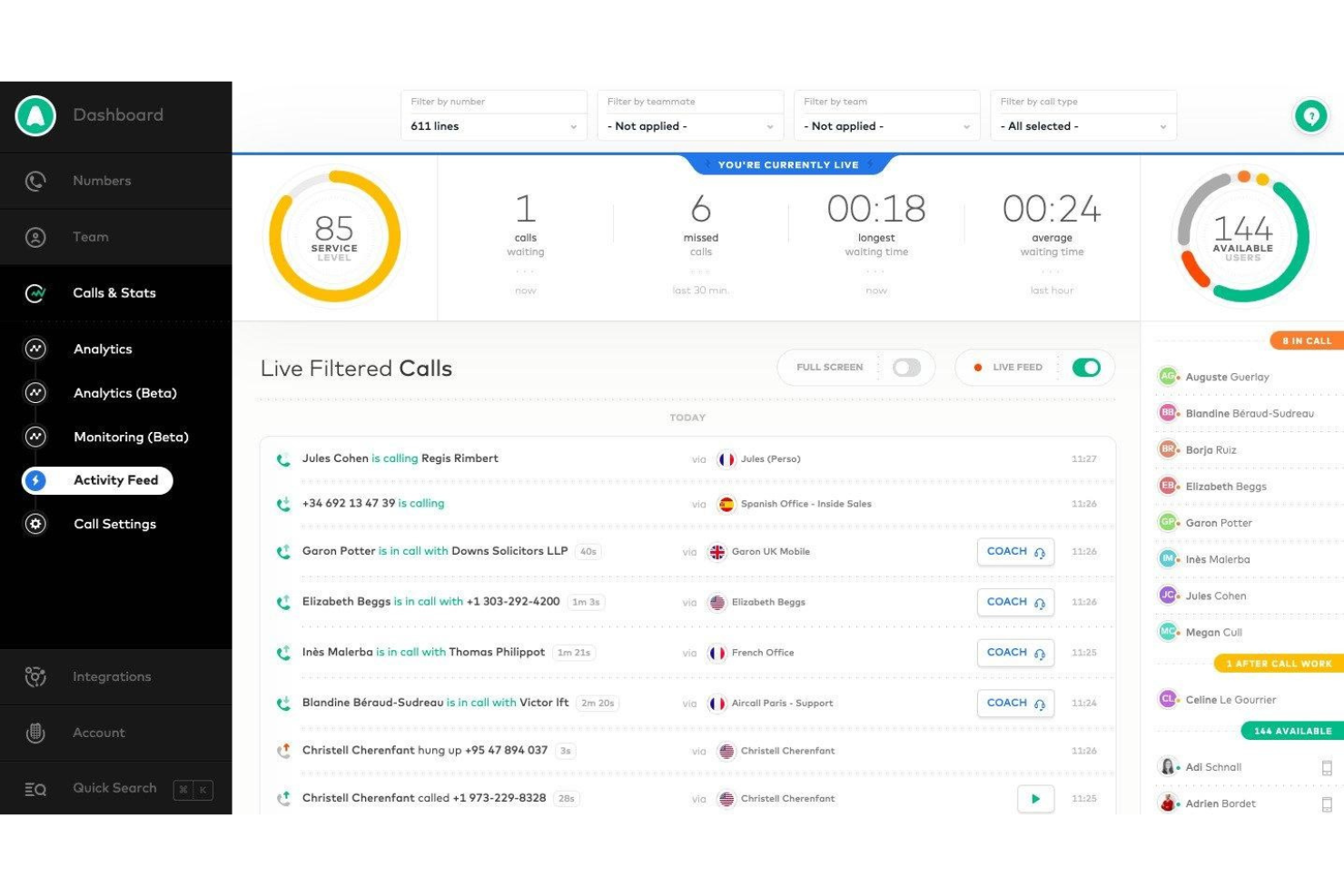 Aircall screenshot - 20 Meilleurs Logiciels de Centre d’Appels Entrants de 2026