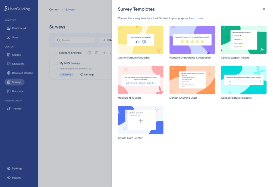 UserGuiding screenshot - 19 Meilleurs Logiciels NPS &amp; Outils d’Enquête de 2026