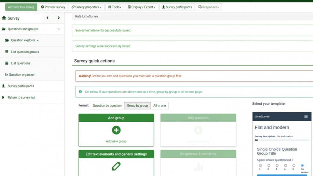 LimeSurvey screenshot - 19 Beste Online-Umfrage-Software, um Einblicke im 2026 zu gewinnen