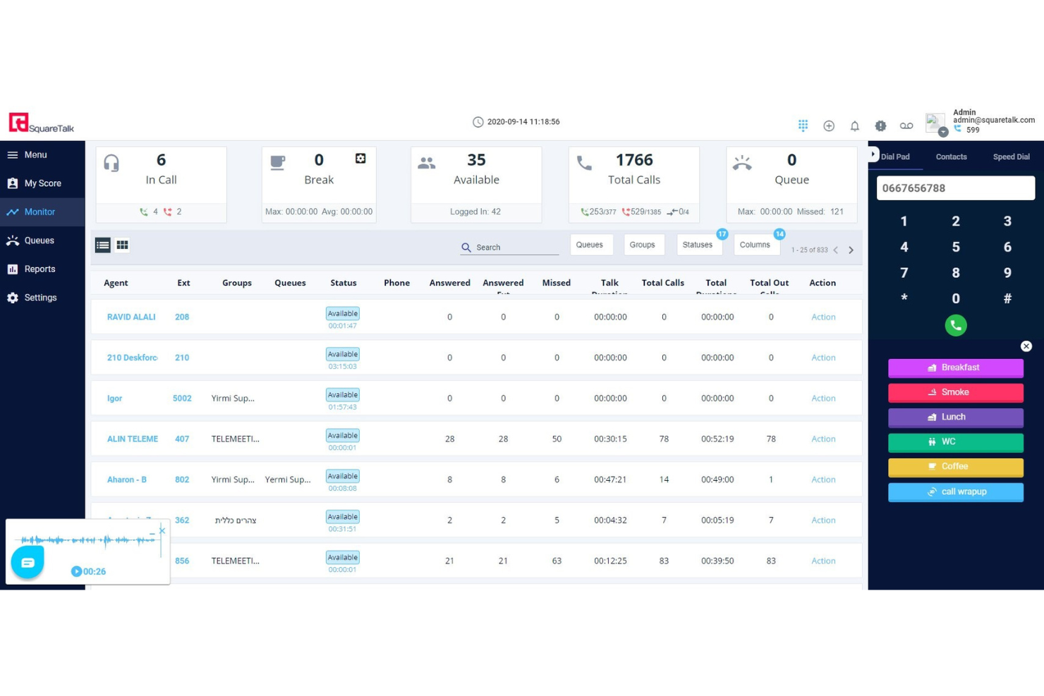 Squaretalk screenshot - 20 Meilleurs Logiciels de Centre d’Appels Entrants de 2026