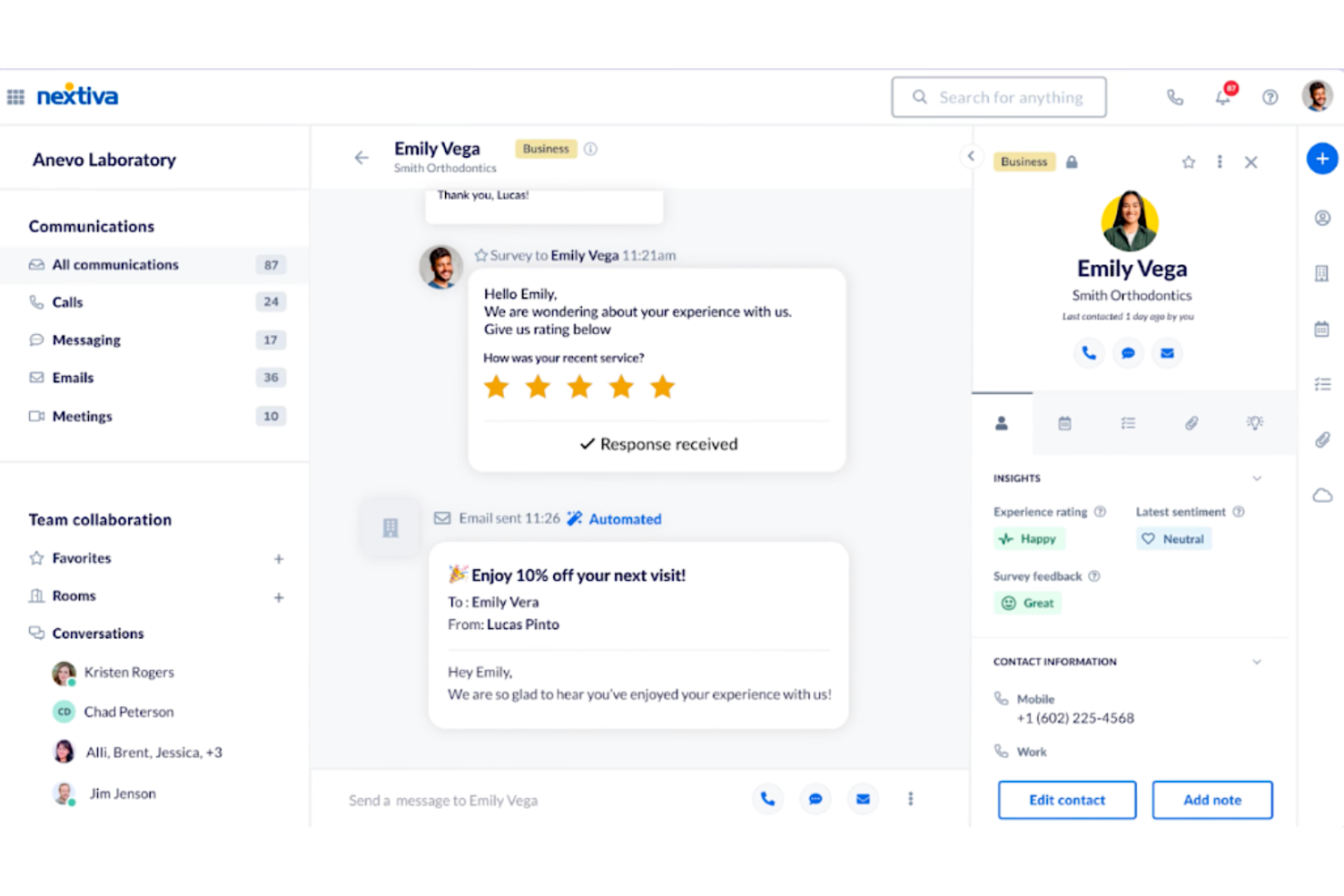 Nextiva screenshot - 1 Meilleures Plates-formes d’Expérience Digitale Évaluées pour 2026
