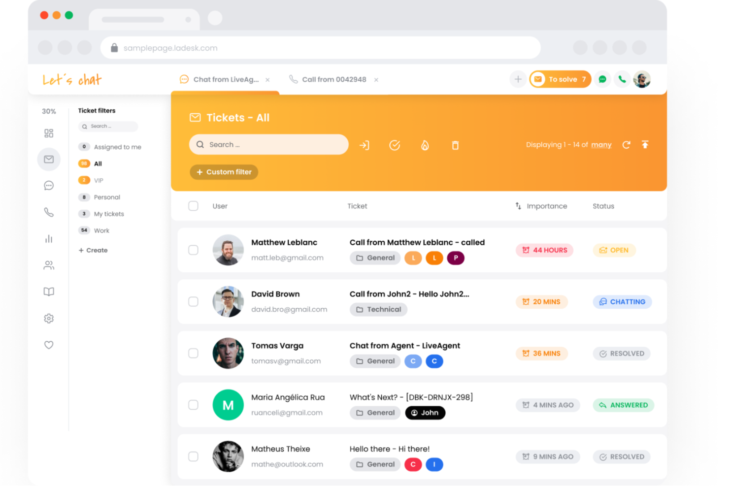 LiveAgent screenshot - 2 Meilleurs Logiciels de Help Desk de 2026 : Testés &amp; Comparés
