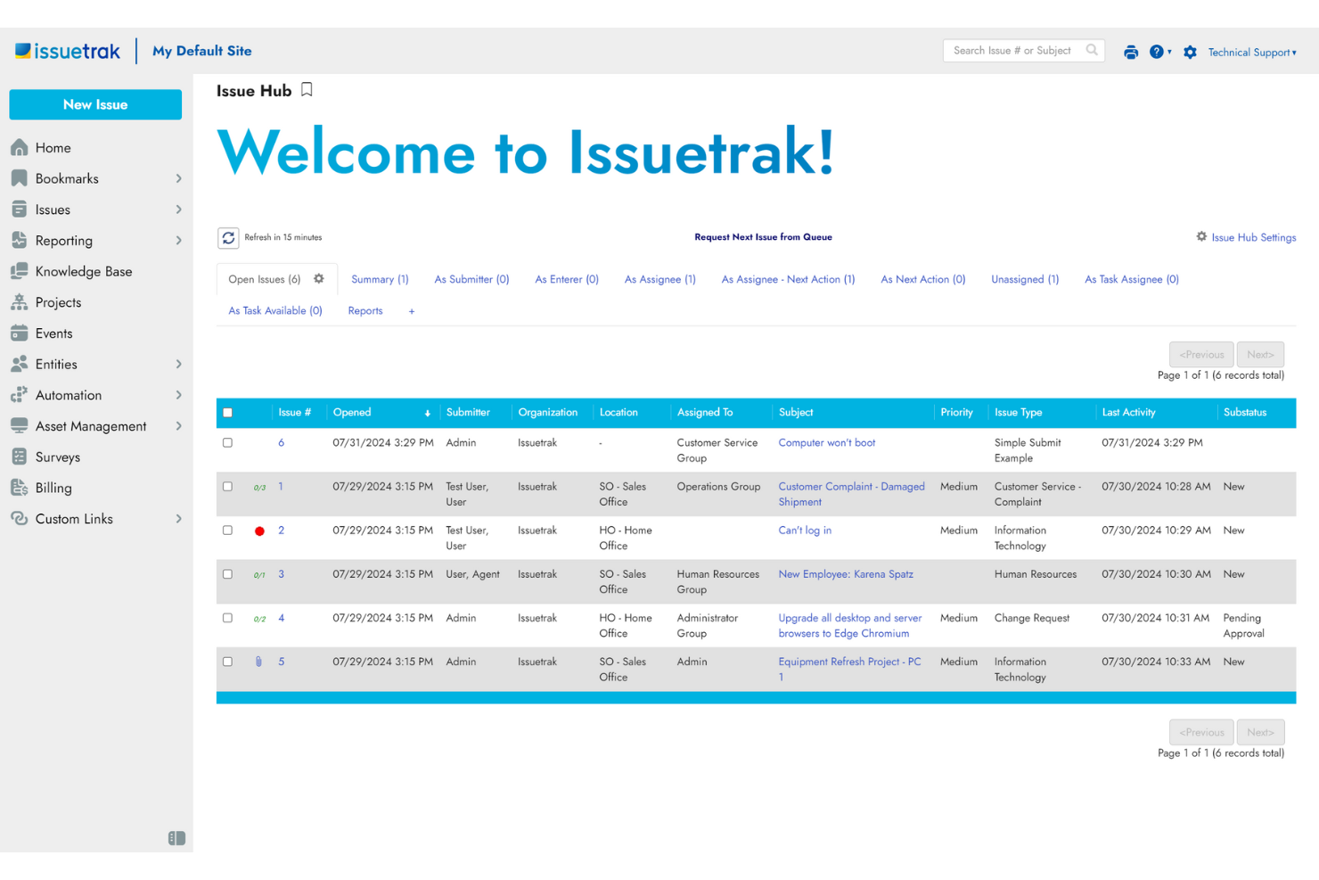 Issuetrak screenshot - 24 Meilleurs Logiciels de Support Client de 2026