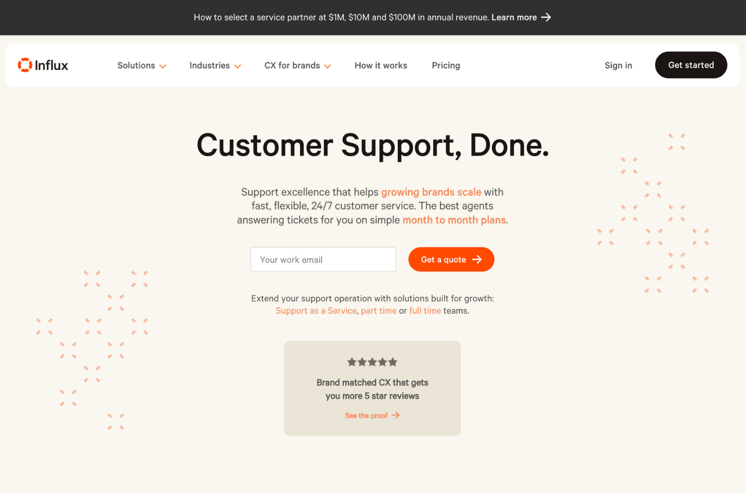 Influx screenshot - 4 Best Customer Service Outsourcing Companies évalués pour 2026