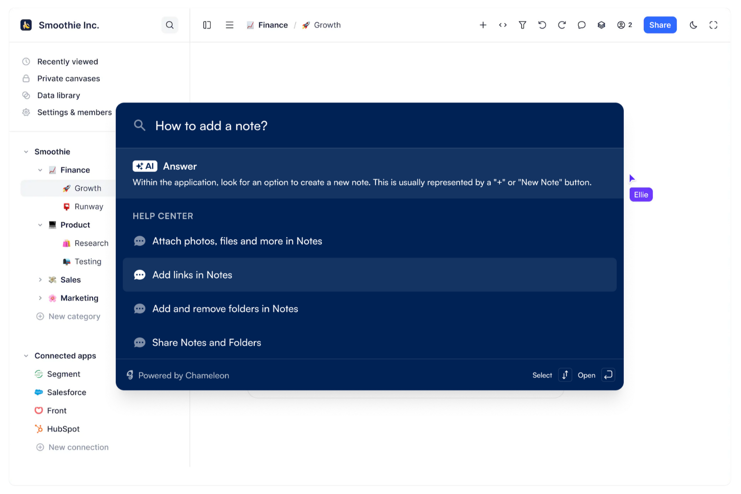 Chameleon screenshot - 8 Meilleurs Logiciels d’Onboarding Client de 2026