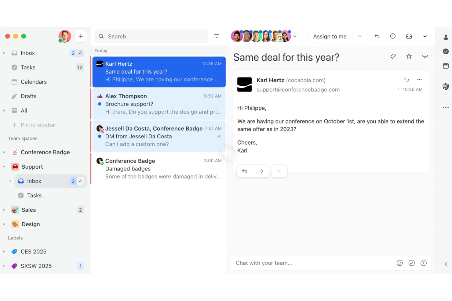 Missive screenshot - 9 meilleurs logiciels pour l’expérience client en 2026