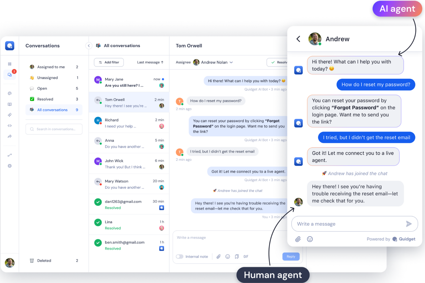 Quidget screenshot - 30 Beste KI-Kundendienstsoftware Für CX-Profis