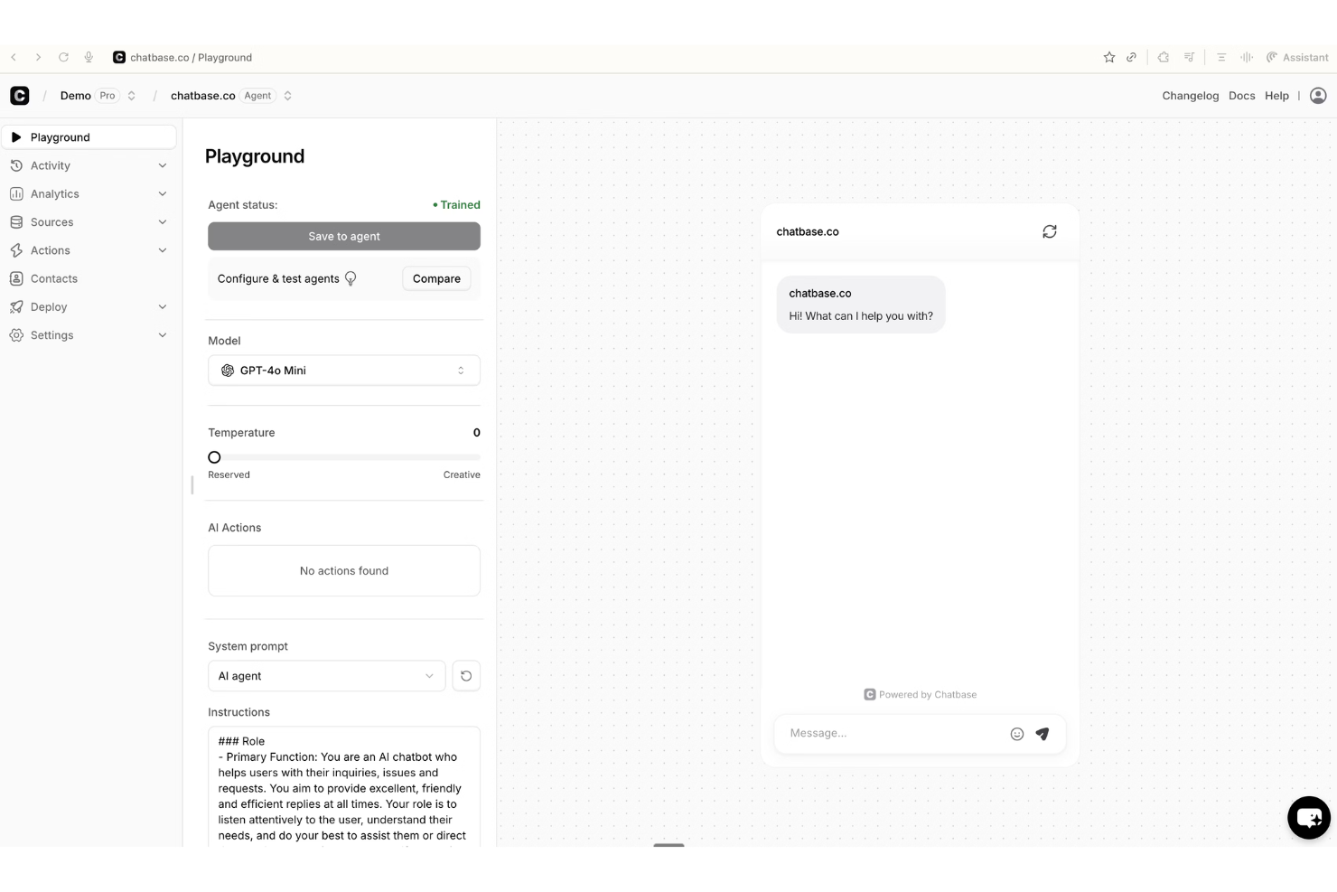 Chatbase screenshot - 37 meilleurs chatbots IA pour le service client en 2026