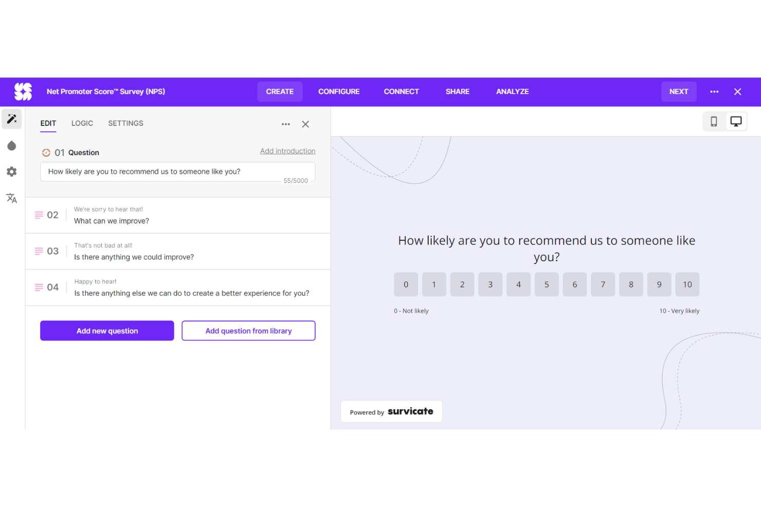 Survicate screenshot - 31 meilleurs logiciels pour l’expérience client en 2026