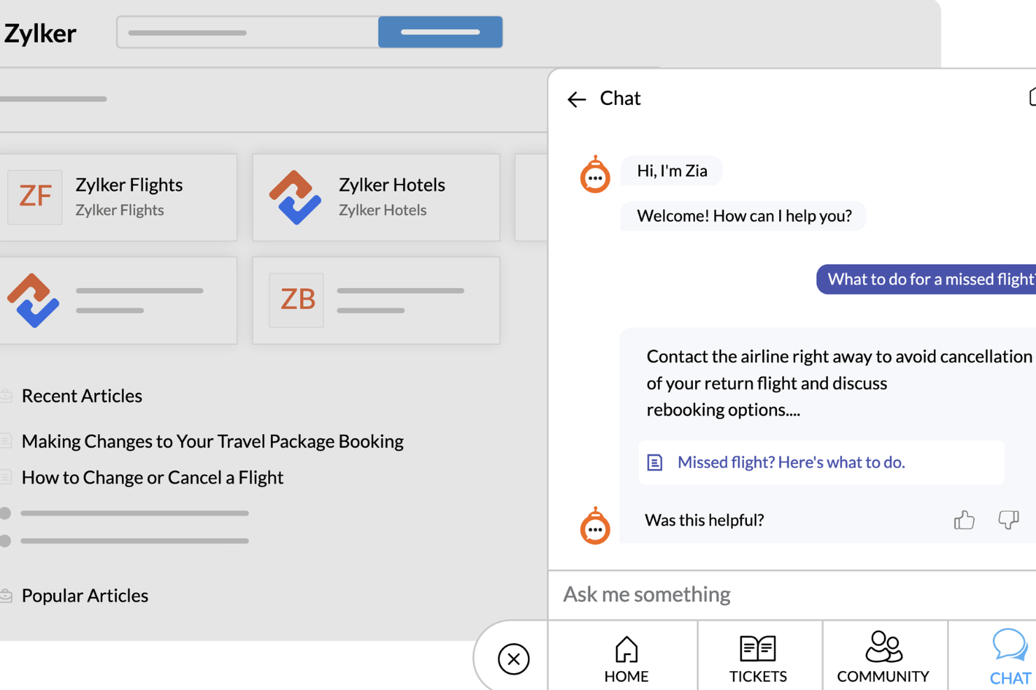 Zoho Desk screenshot - 37 meilleurs chatbots IA pour le service client en 2026