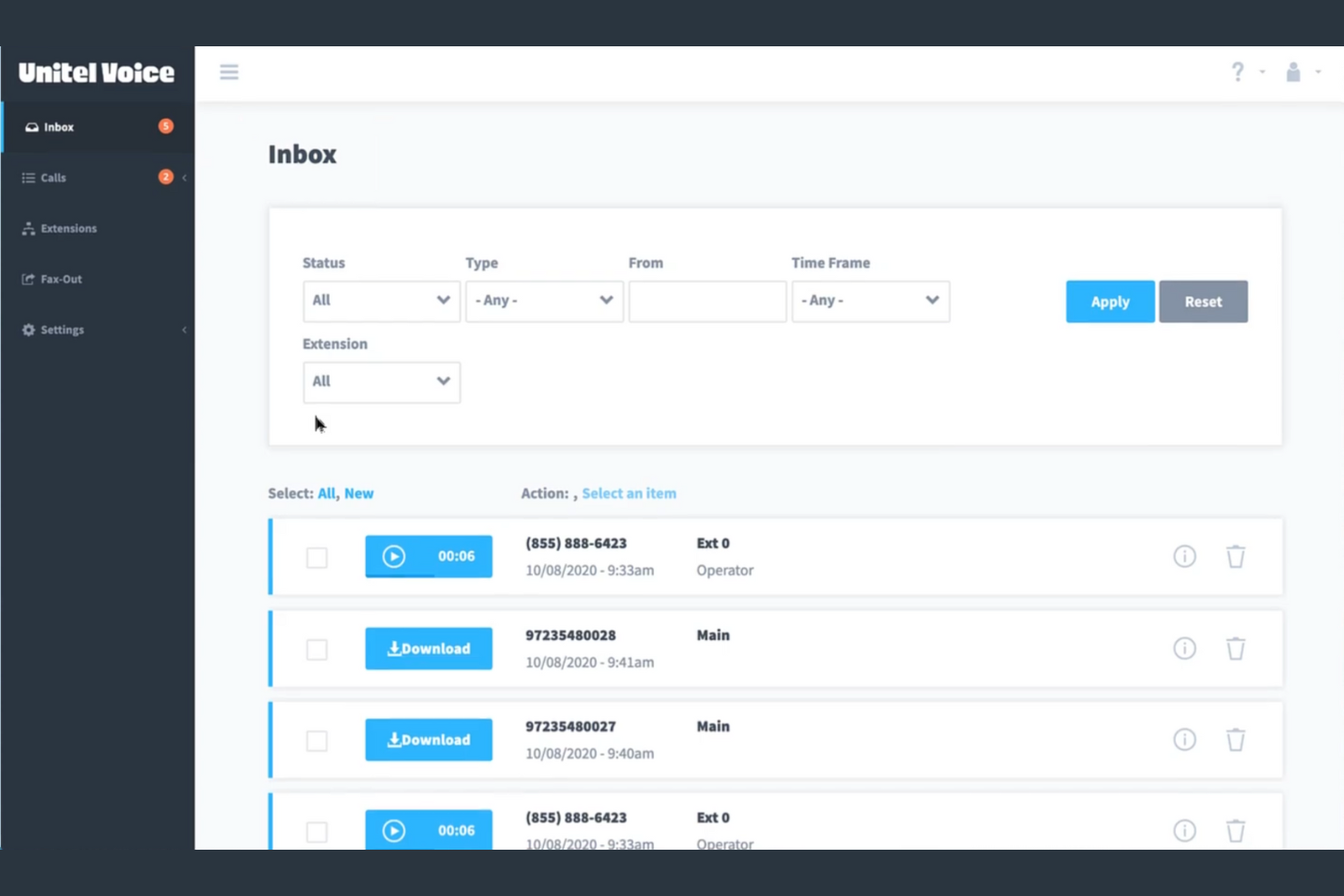Unitel Voice screenshot - 13 beste Nextiva-Alternativen im Jahr 2026 bewertet