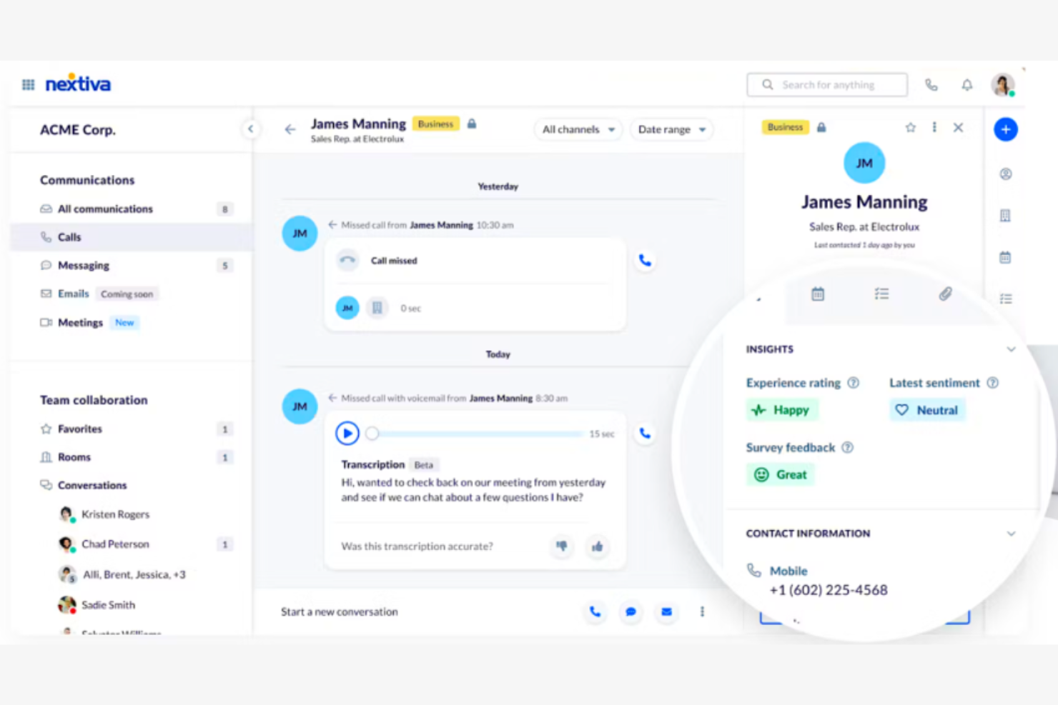 Nextiva screenshot - 13 meilleures alternatives à JustCall examinées en 2026
