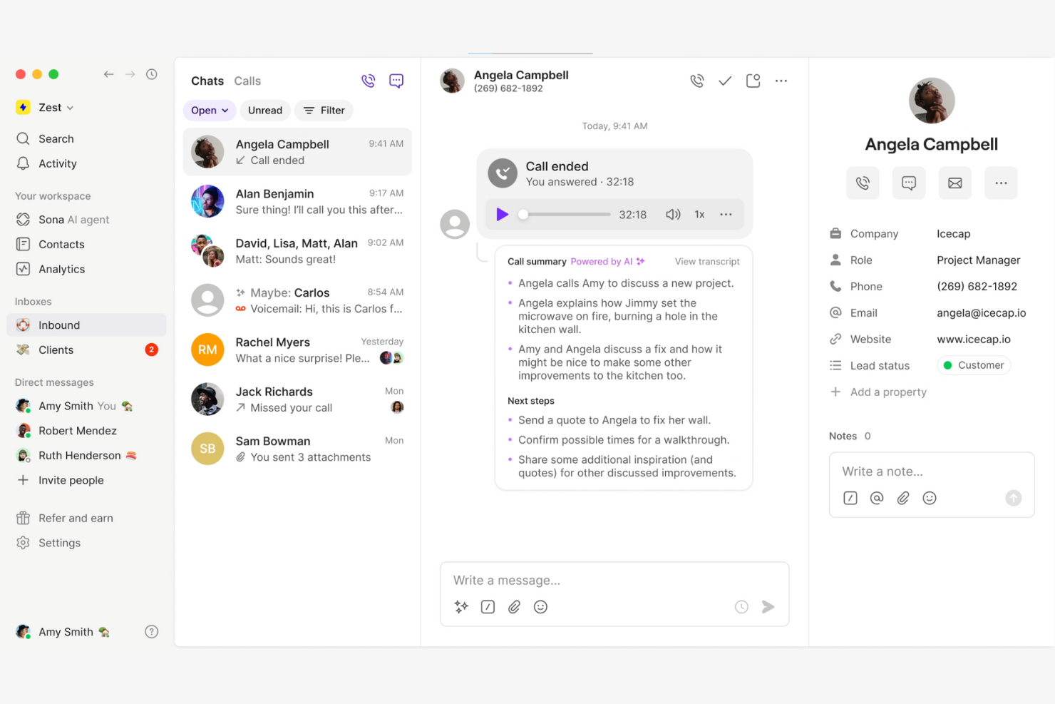 Quo screenshot - 13 meilleures alternatives à JustCall examinées en 2026