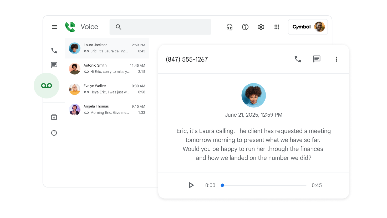 Google Voice screenshot - 13 beste Ringover-Alternativen im Test 2026