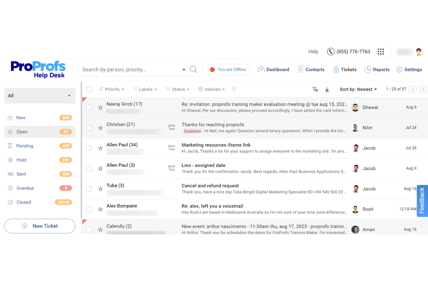 ProProfs Help Desk screenshot - 15 Beste Groove-Alternativen im Test 2026