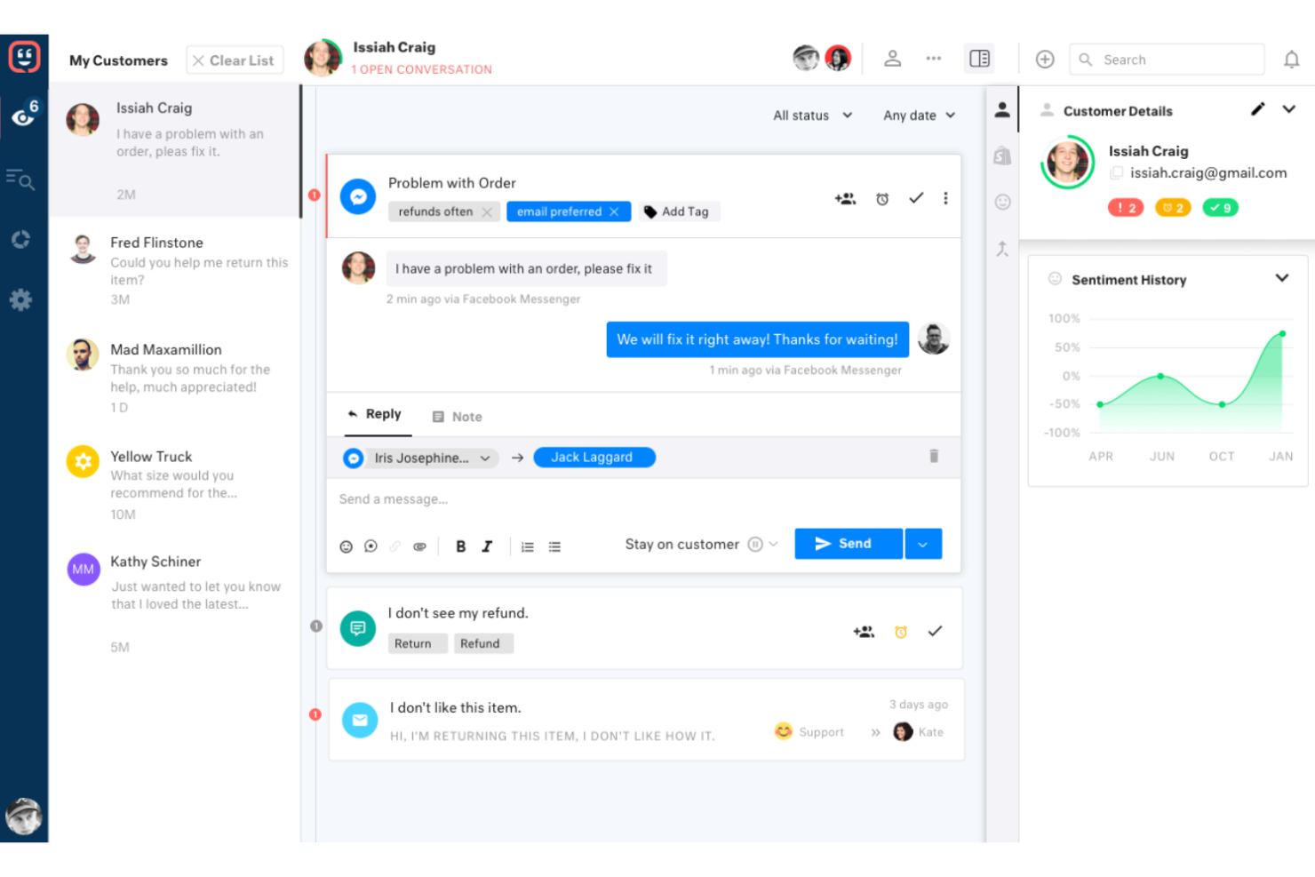 Kustomer screenshot - 24 beste Zendesk-Alternativen im Test 2026