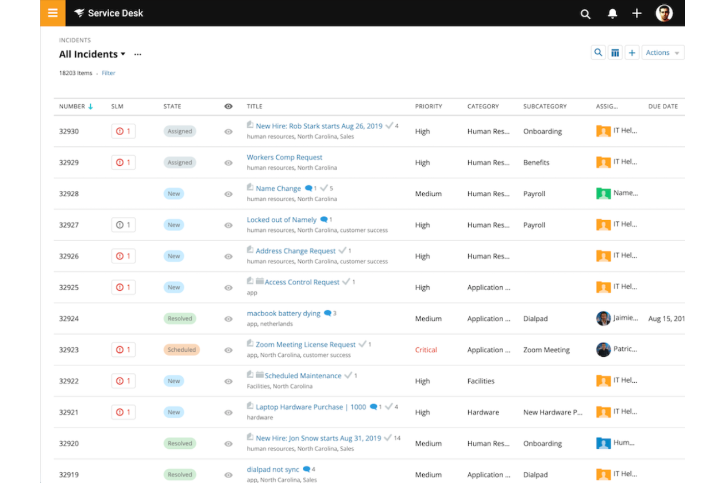 SolarWinds Service Desk screenshot - 24 Meilleures alternatives à Zendesk examinées en 2026