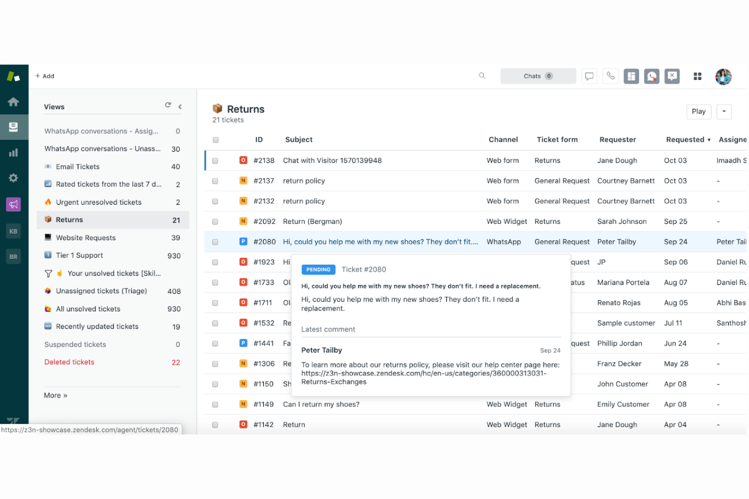 Zendesk screenshot - 14 Meilleures alternatives à osTicket évaluées en 2026
