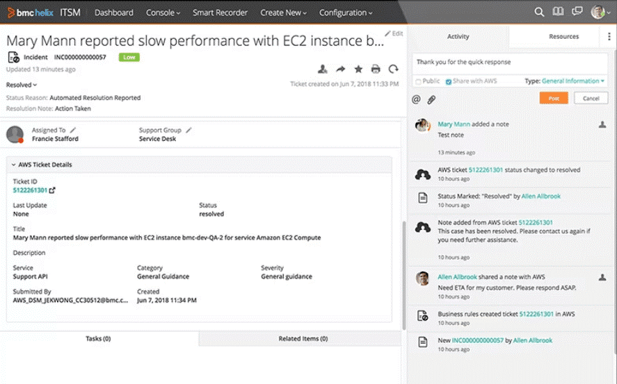 BMC Helix screenshot - 22 meilleures alternatives à ServiceNow examinées en 2026