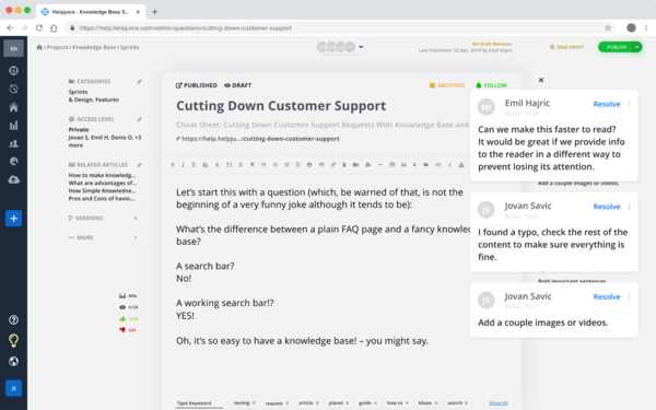 Helpjuice screenshot - 22 meilleures alternatives à ServiceNow examinées en 2026