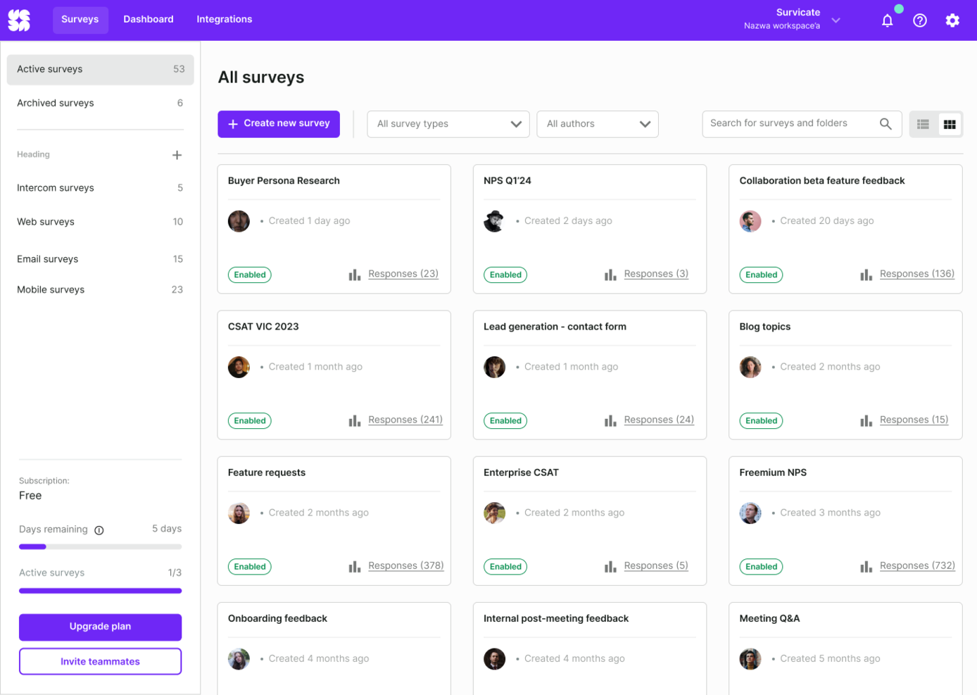 Survicate screenshot - 14 meilleures alternatives à SurveyMonkey examinées en 2026
