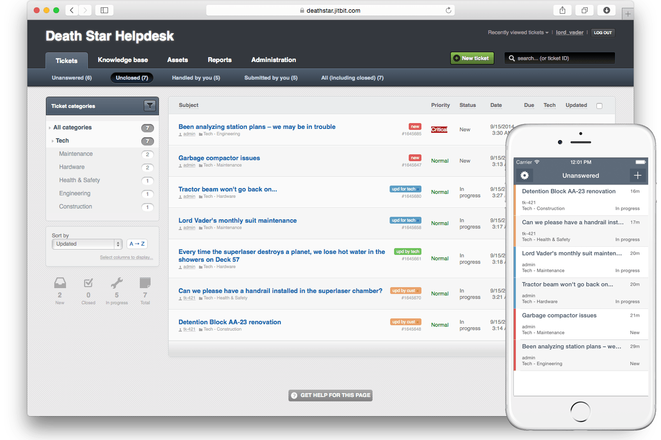 Jitbit Helpdesk screenshot - 19 Meilleurs Systèmes de Gestion de Tickets Gratuits Passés en Revue en 2026