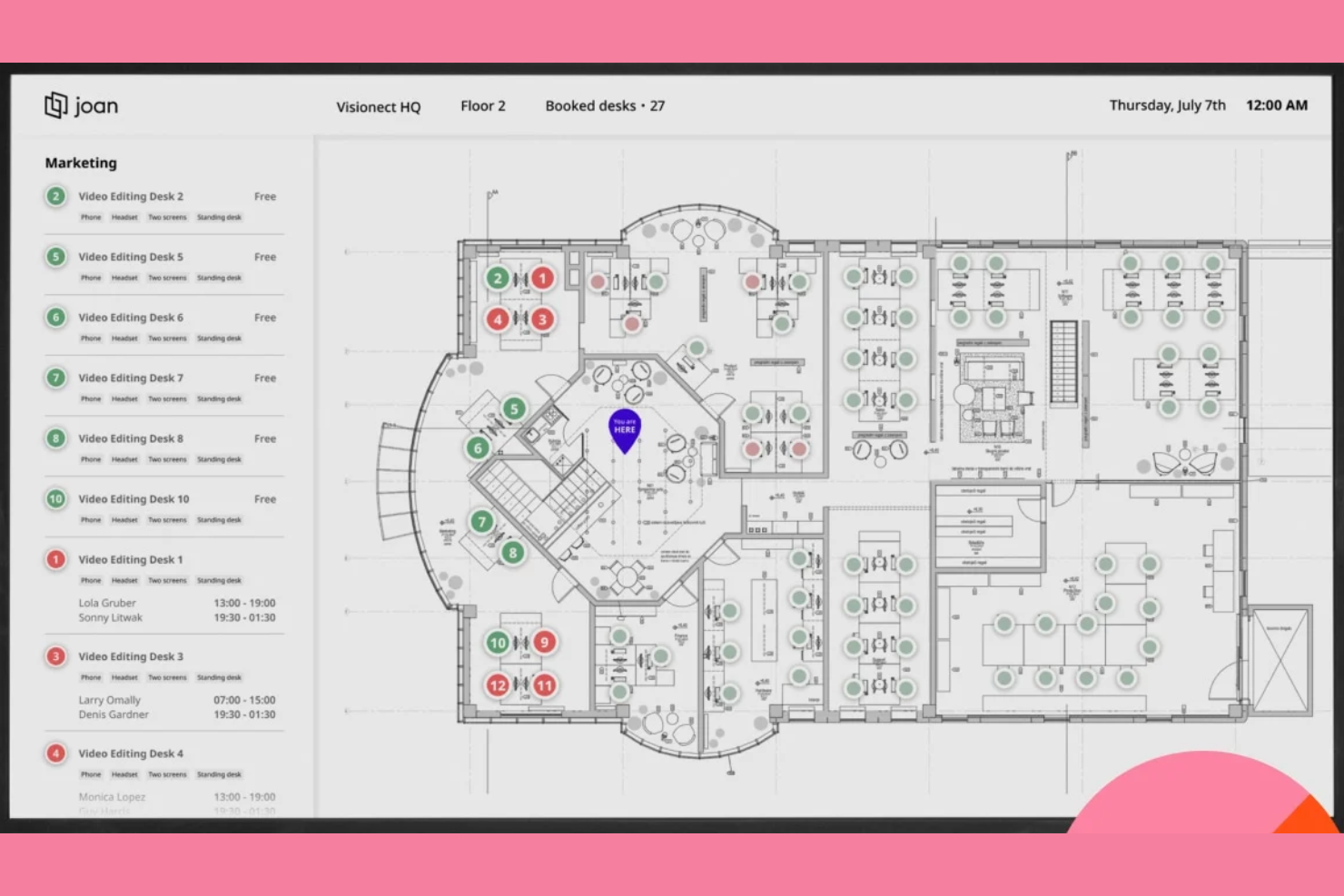Joan Desk Booking screenshot - Los 10 mejores programas gratuitos de reserva de escritorios compartidos en 2026