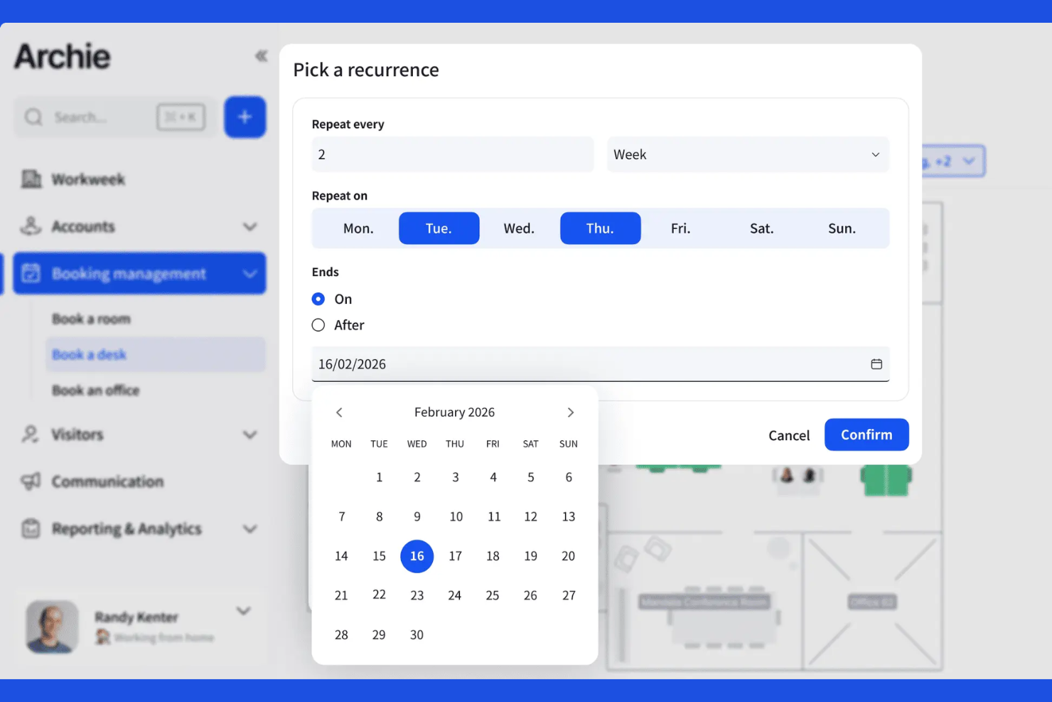 Archie (hot desk booking template) screenshot - 10 beste kostenlose Software zur Hot-Desk-Buchung im Jahr 2026