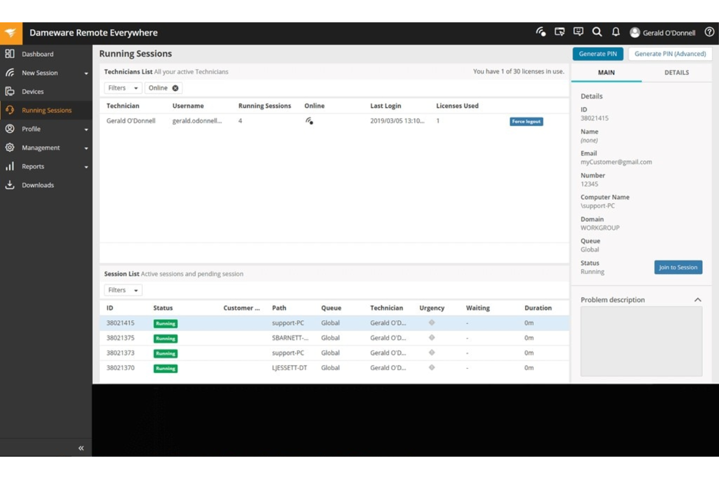 Dameware Remote Everywhere screenshot - 10 meilleurs logiciels d’assistance technique à distance en 2026