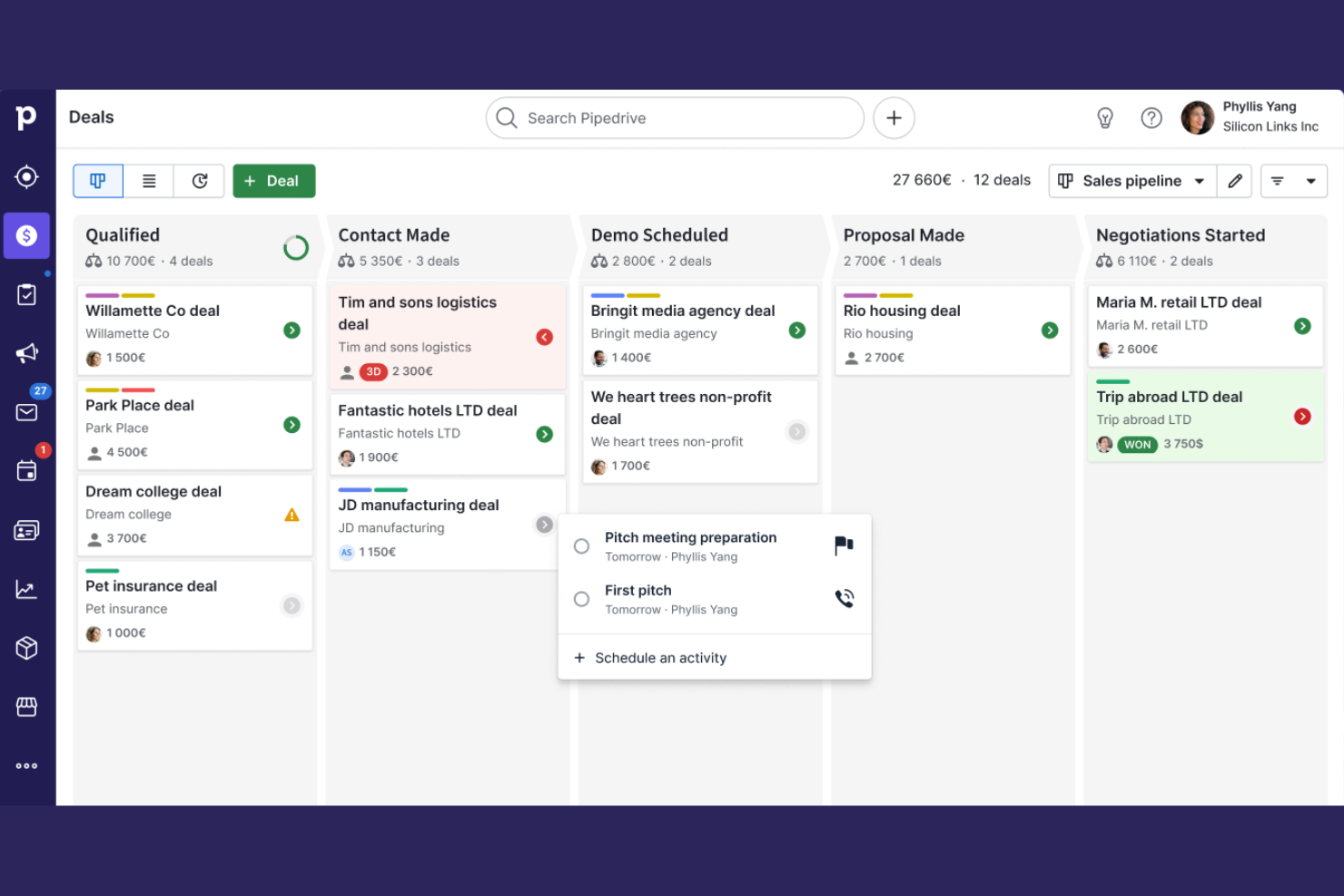 Pipedrive screenshot - 10 meilleures alternatives à Bitrix24 en 2026