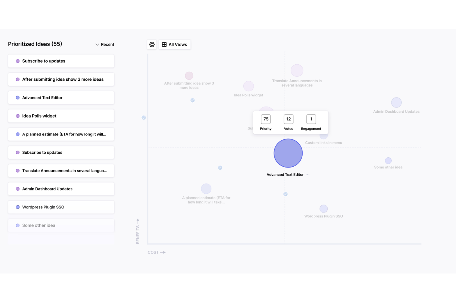Frill screenshot - 10 migliori alternative a Canny nel 2026