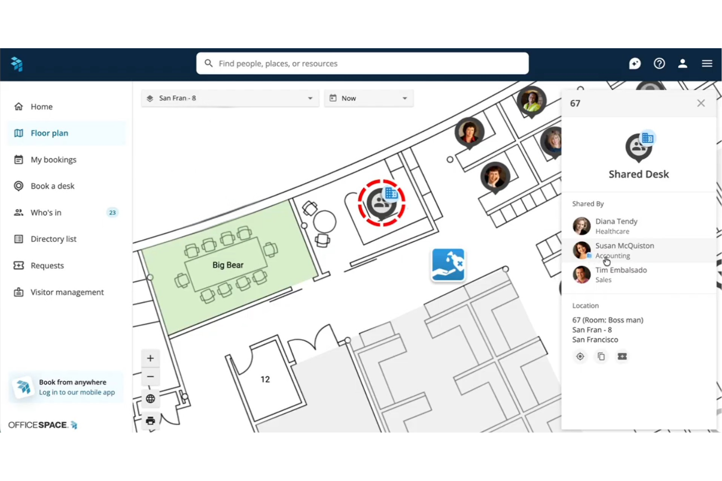 OfficeSpace screenshot - 10 Migliori Soluzioni Software per Prenotazione Scrivanie Aziendali nel 2026