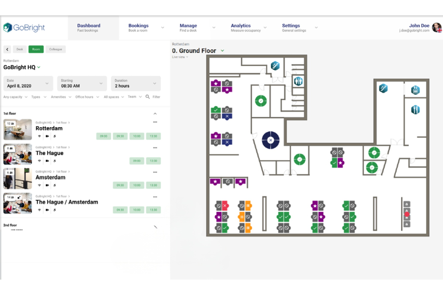 GoBright screenshot - 10 Migliori Soluzioni Software per Prenotazione Scrivanie Aziendali nel 2026