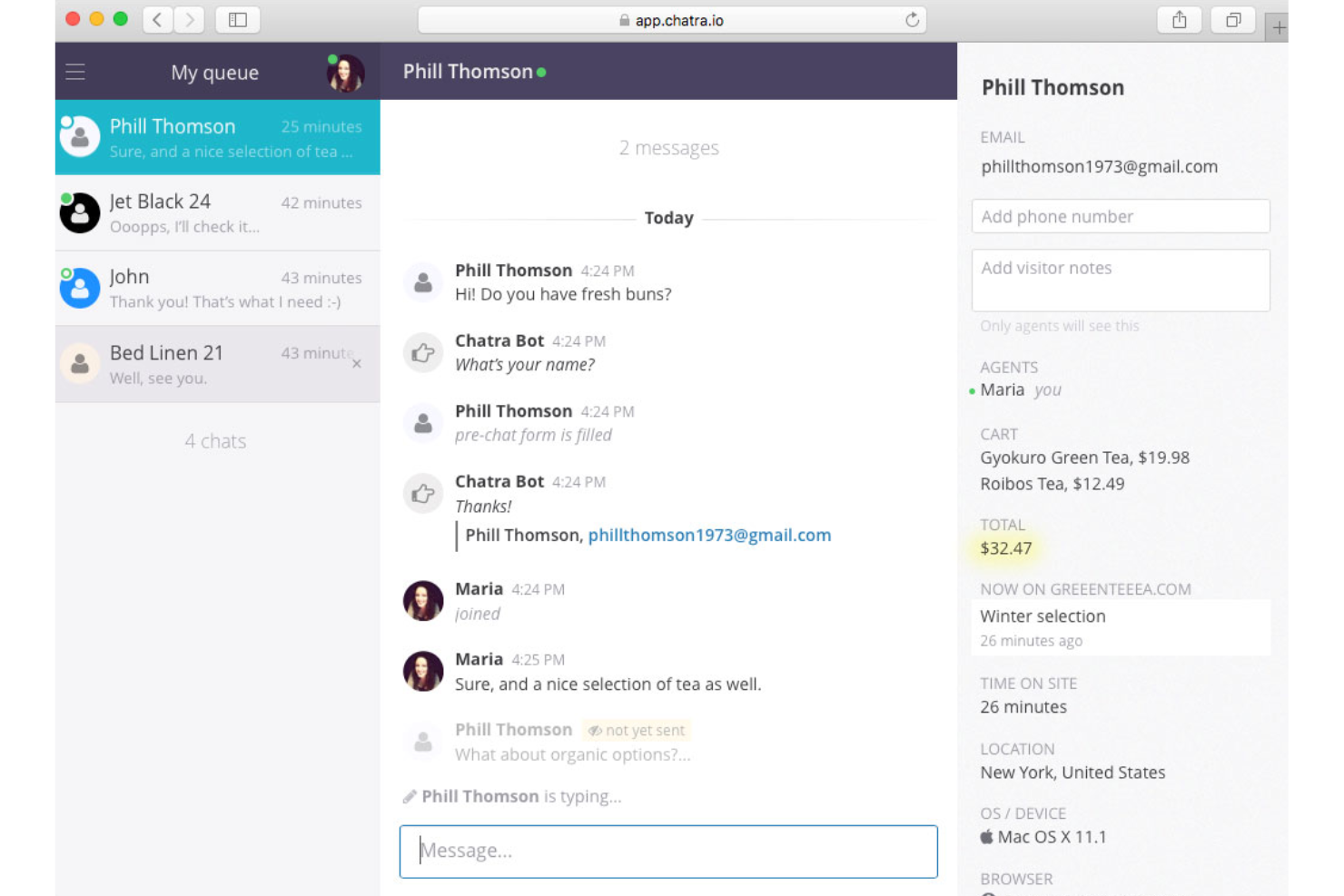 Chatra screenshot - 10 migliori soluzioni gratuite di chat dal vivo nel 2026