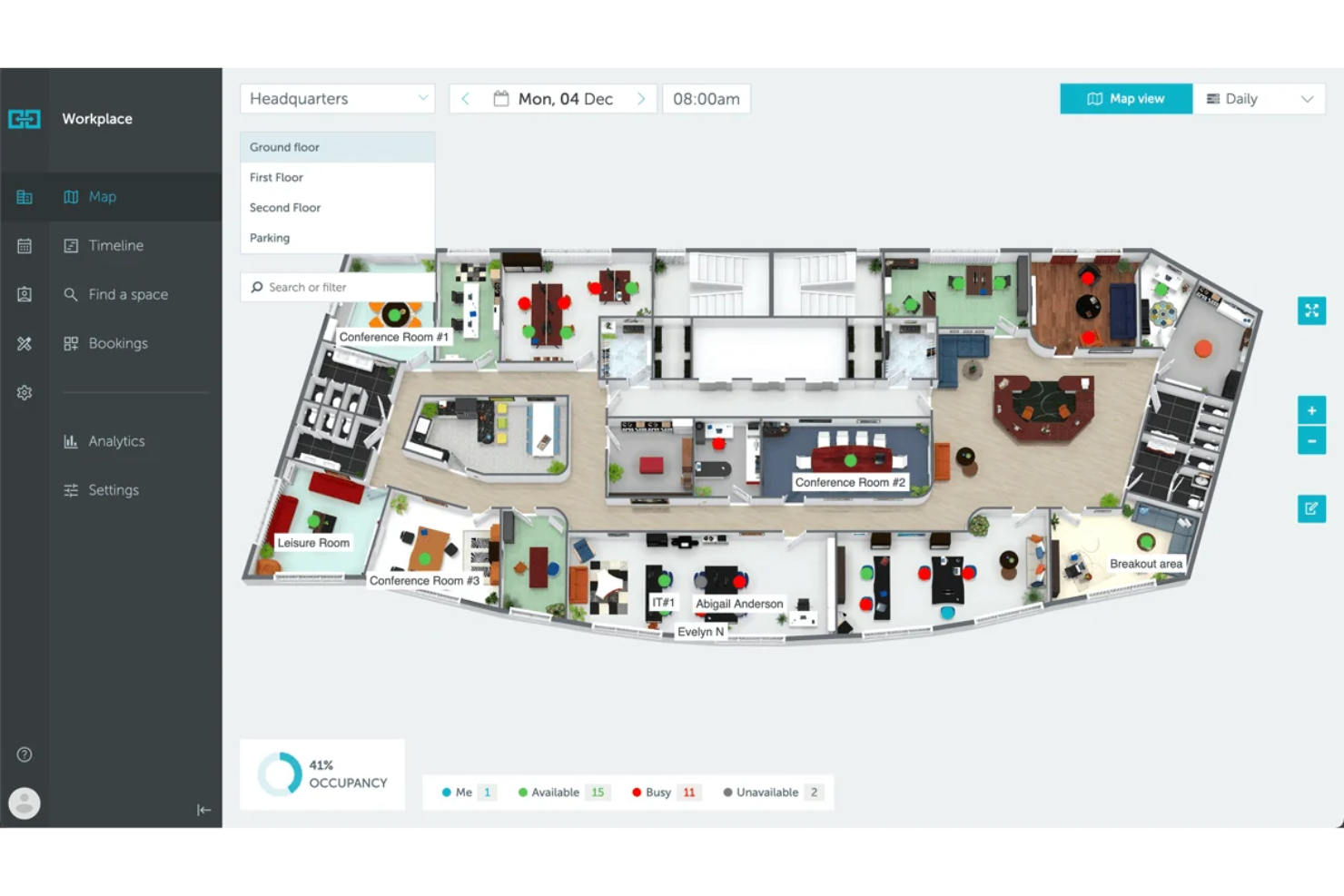 YAROOMS screenshot - 10 Migliori software di prenotazione postazioni flessibili per call center nel 2026
