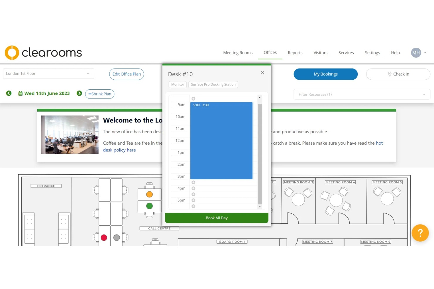 Clearooms screenshot - 10 Migliori Soluzioni Software per Prenotazione Scrivanie Aziendali nel 2026