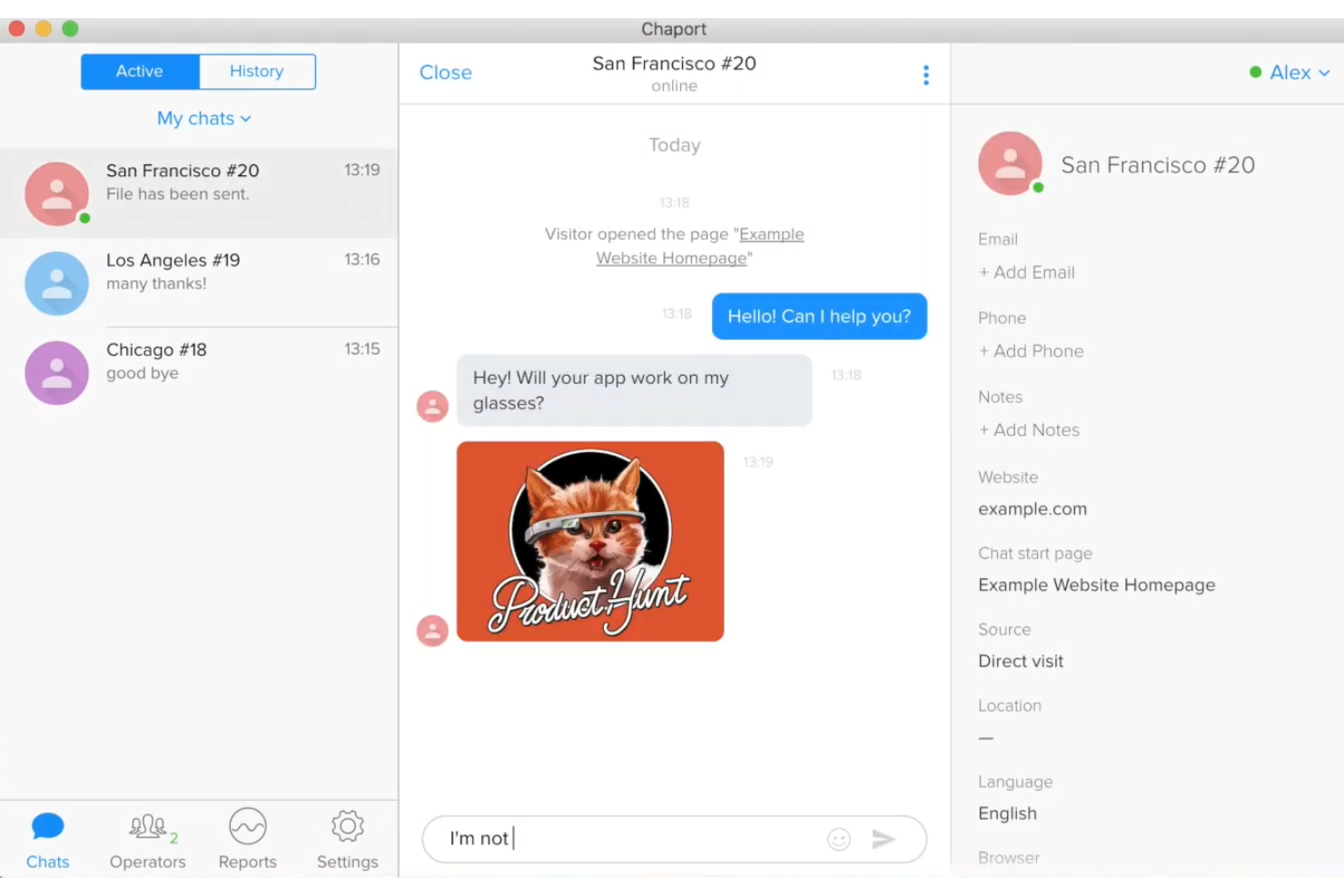 Chaport screenshot - 10 migliori soluzioni gratuite di chat dal vivo nel 2026