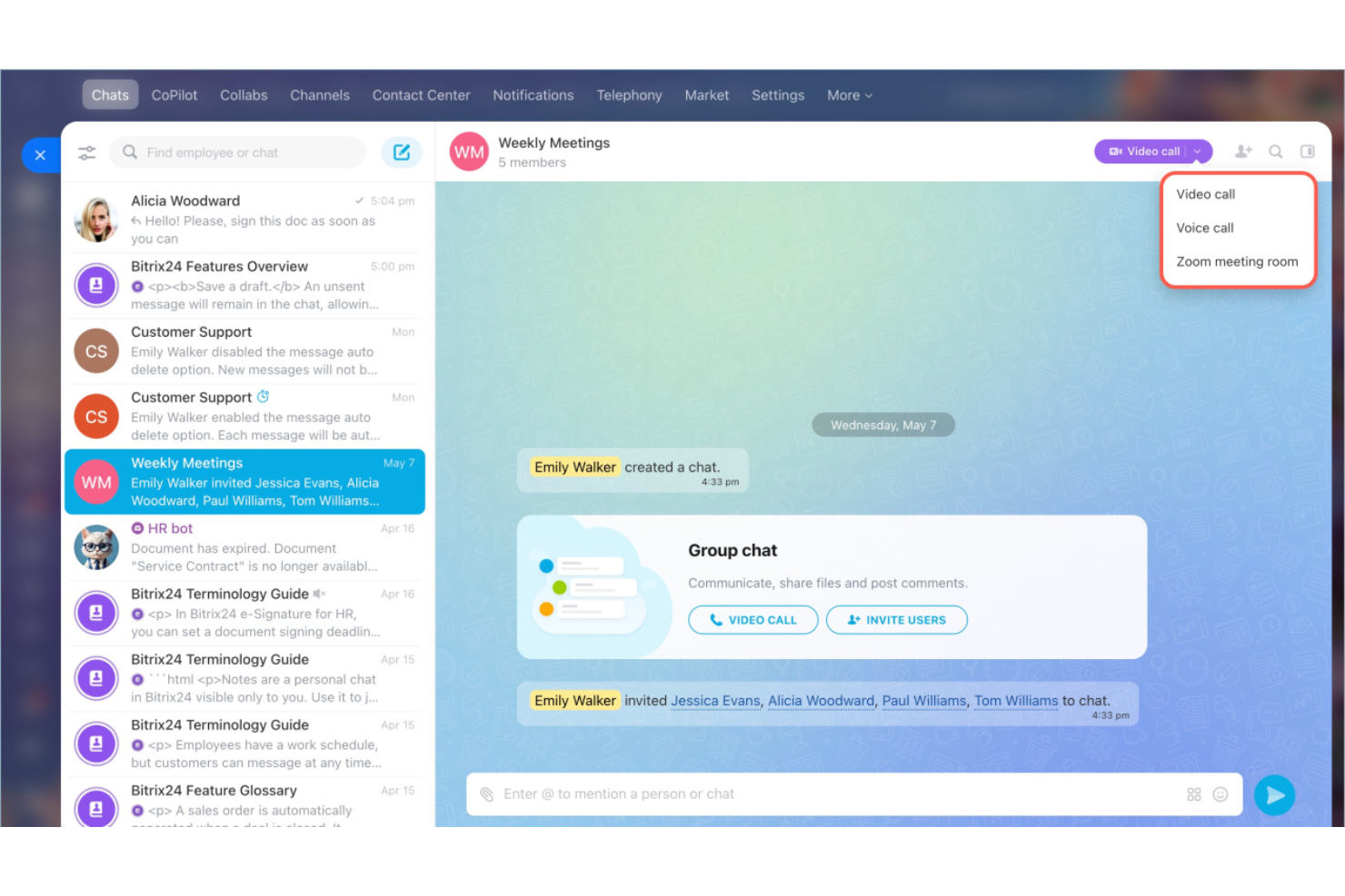 Bitrix24 screenshot - 10 migliori soluzioni gratuite di chat dal vivo nel 2026