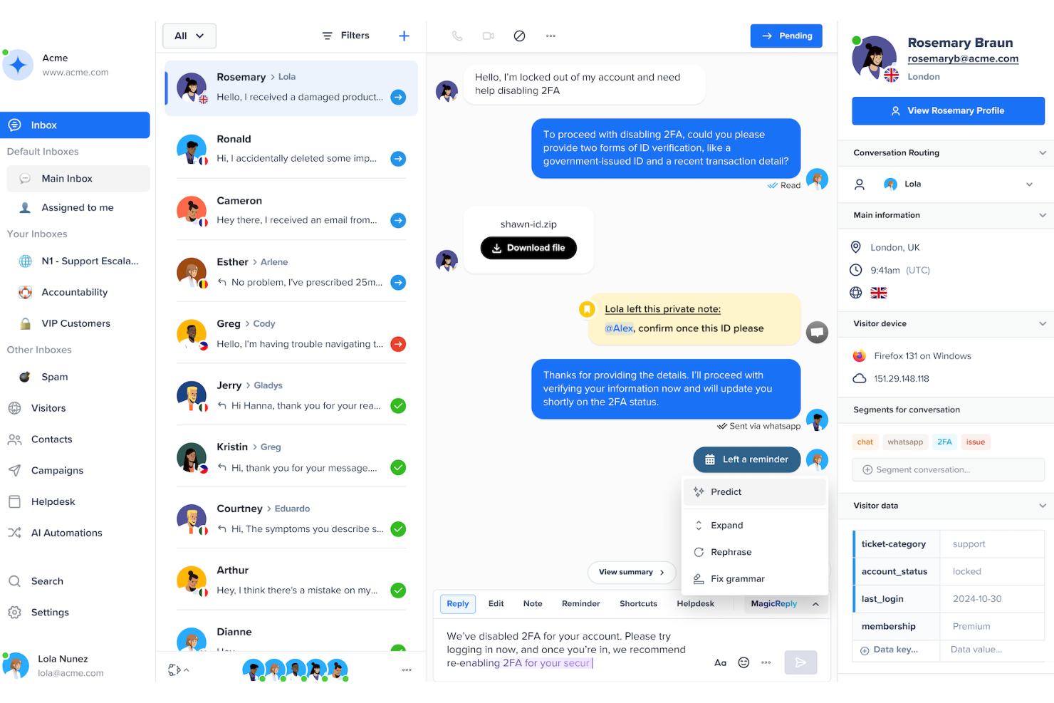 Crisp screenshot - 10 migliori soluzioni gratuite di chat dal vivo nel 2026